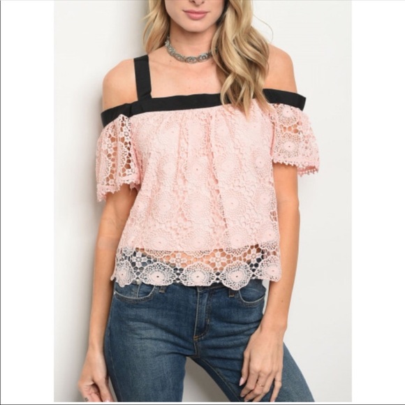 Ina Tops - 💕 Pink Cold Shoulder Lace Top 💕 NWT!